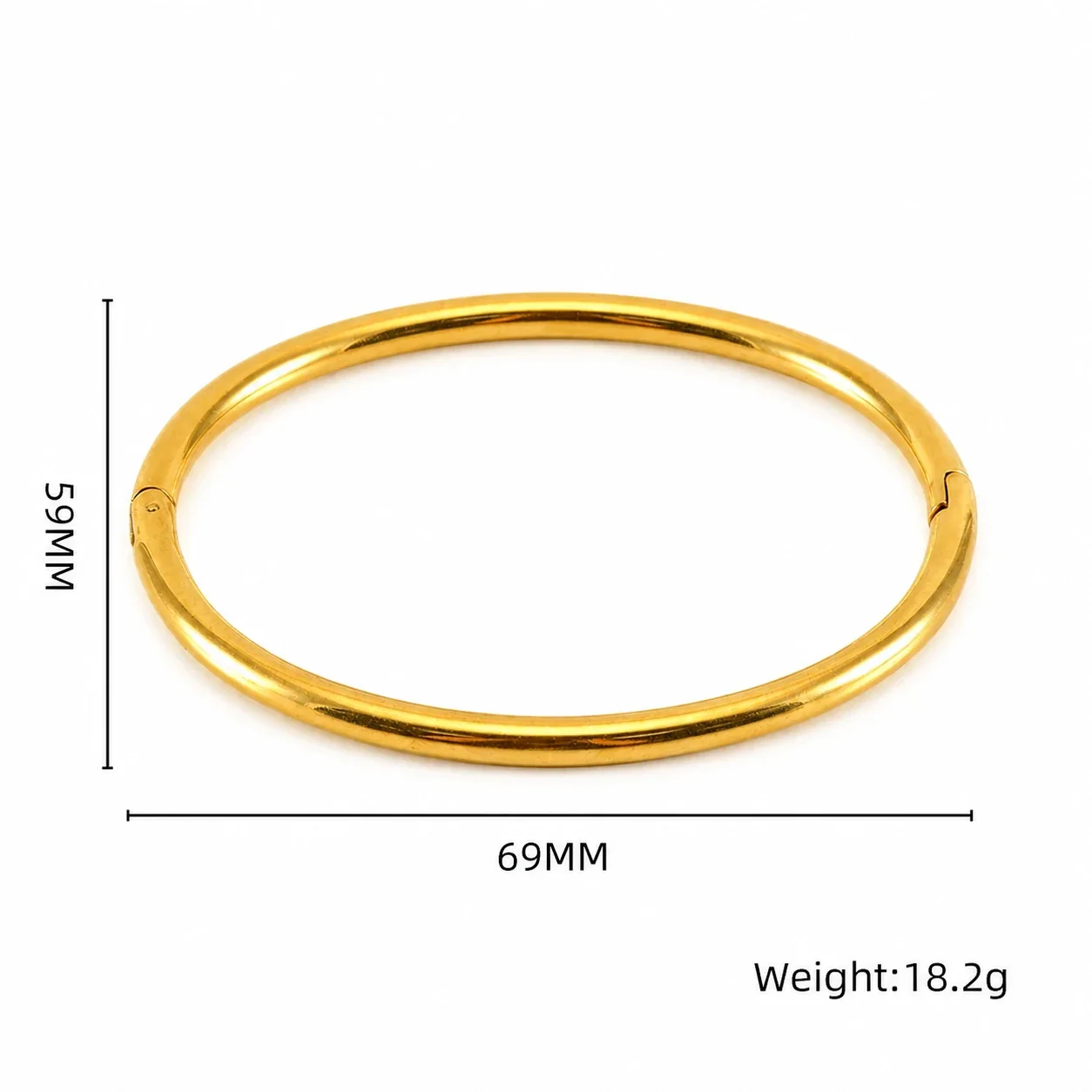 Polished Stainless Steel Bamboo Bead Stacking Bangle - Gold Bamboo Segment