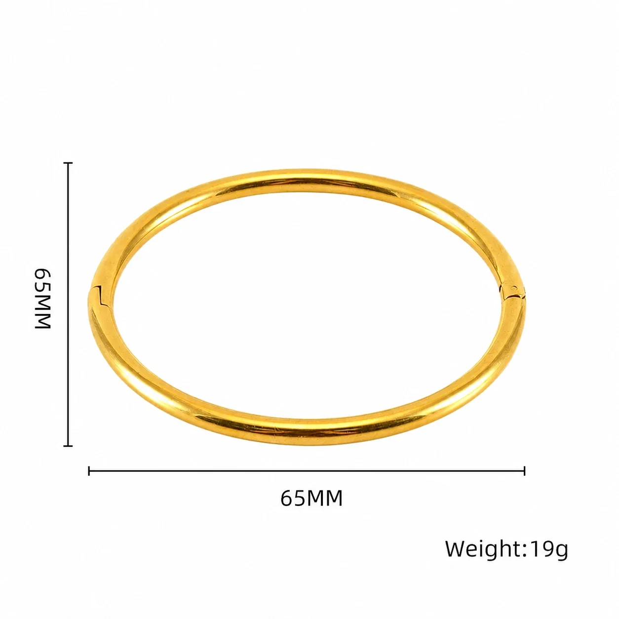 Polished Stainless Steel Bamboo Bead Stacking Bangle - Gold Smooth Bar