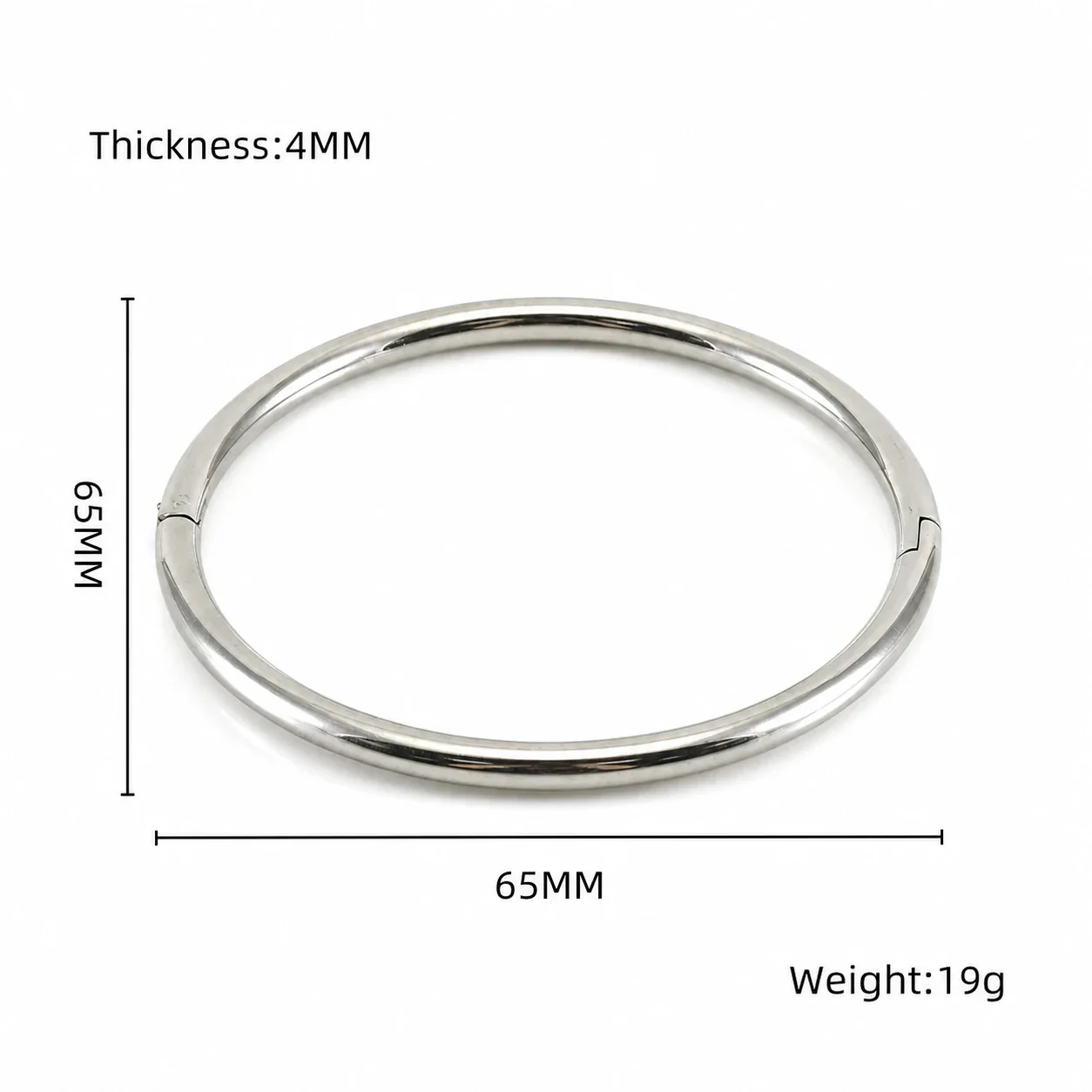 Polished Stainless Steel Bamboo Bead Stacking Bangle - Silver Smooth Bar