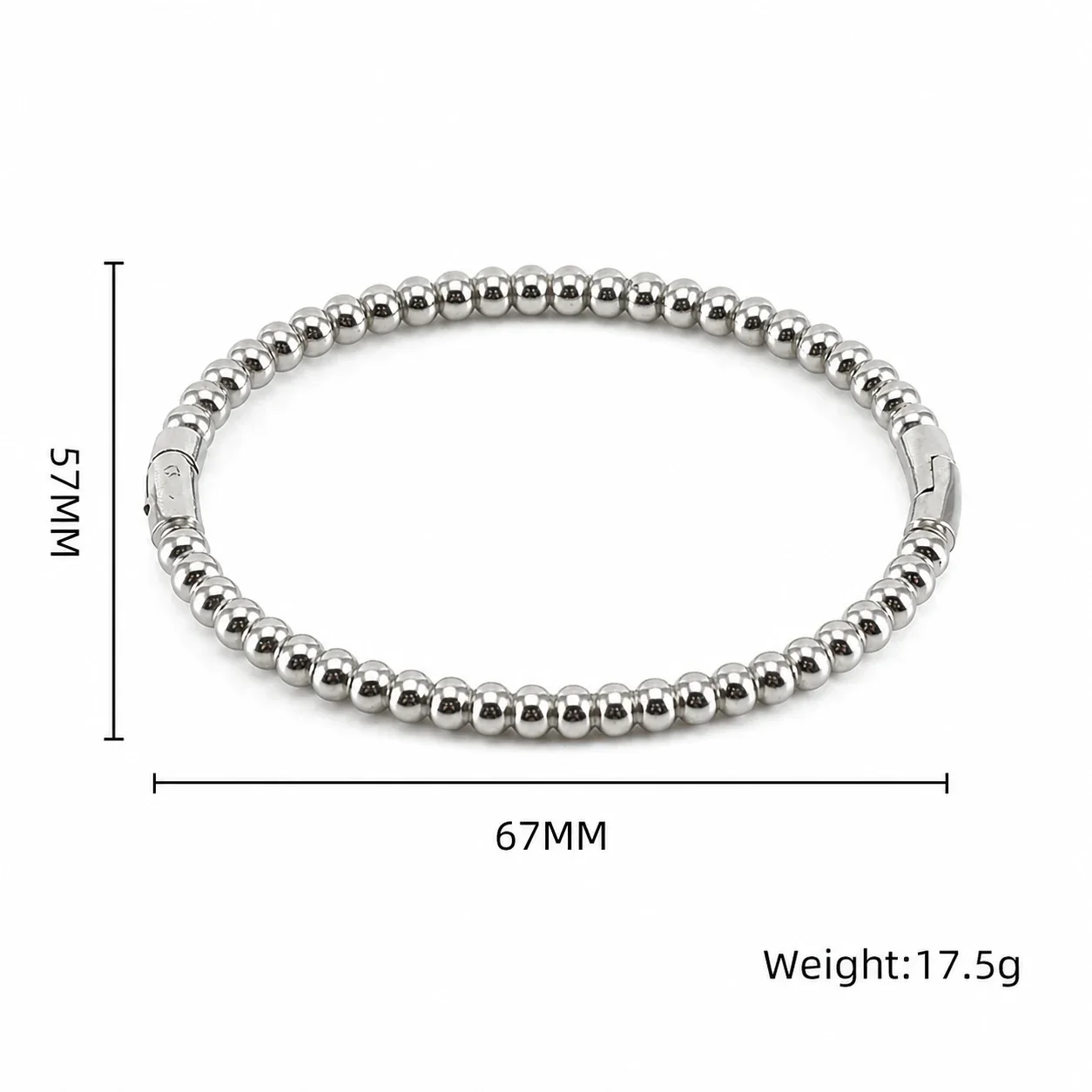 Polished Stainless Steel Bamboo Bead Stacking Bangle - Silver Bamboo Bead