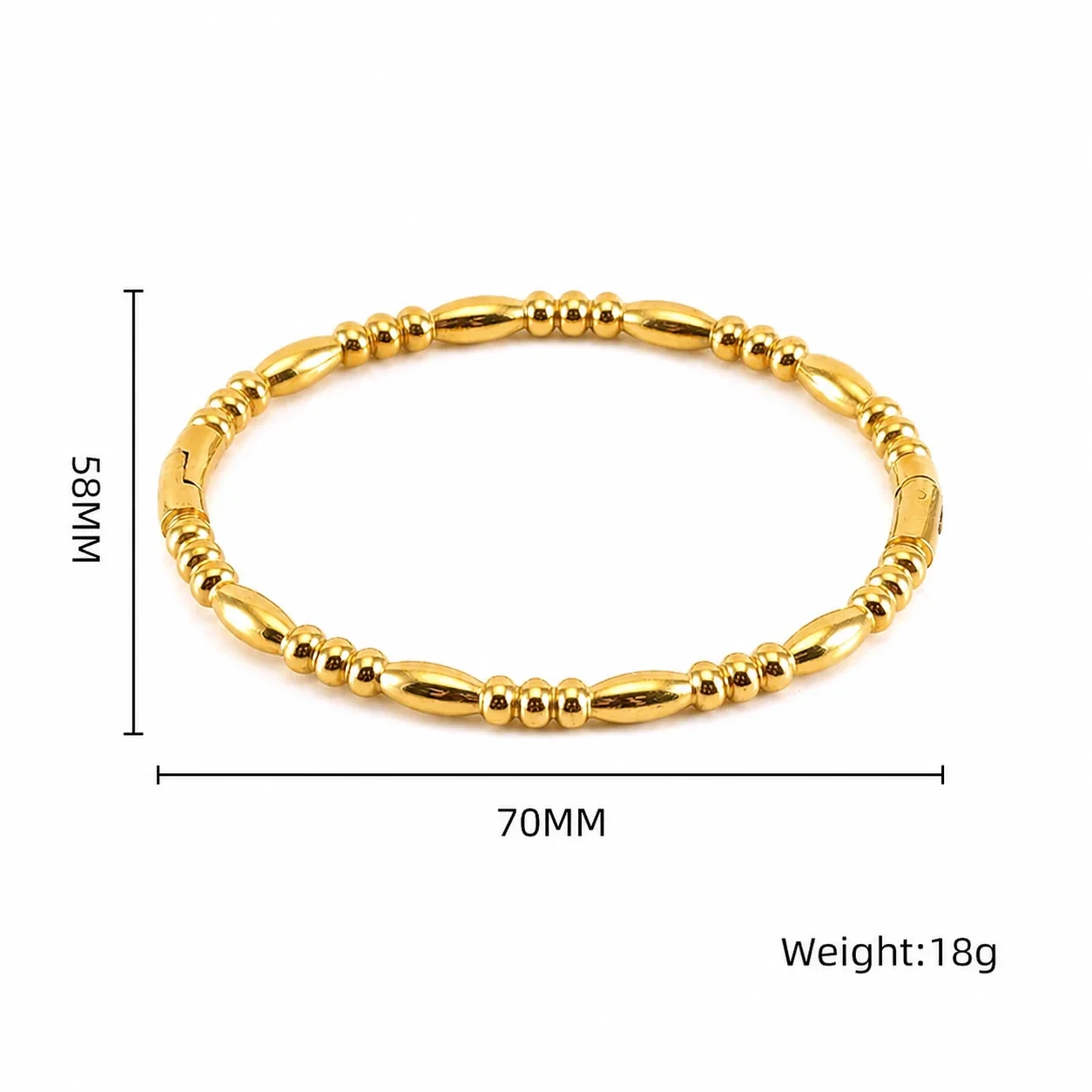 Polished Stainless Steel Bamboo Bead Stacking Bangle - Gold Tube Bead