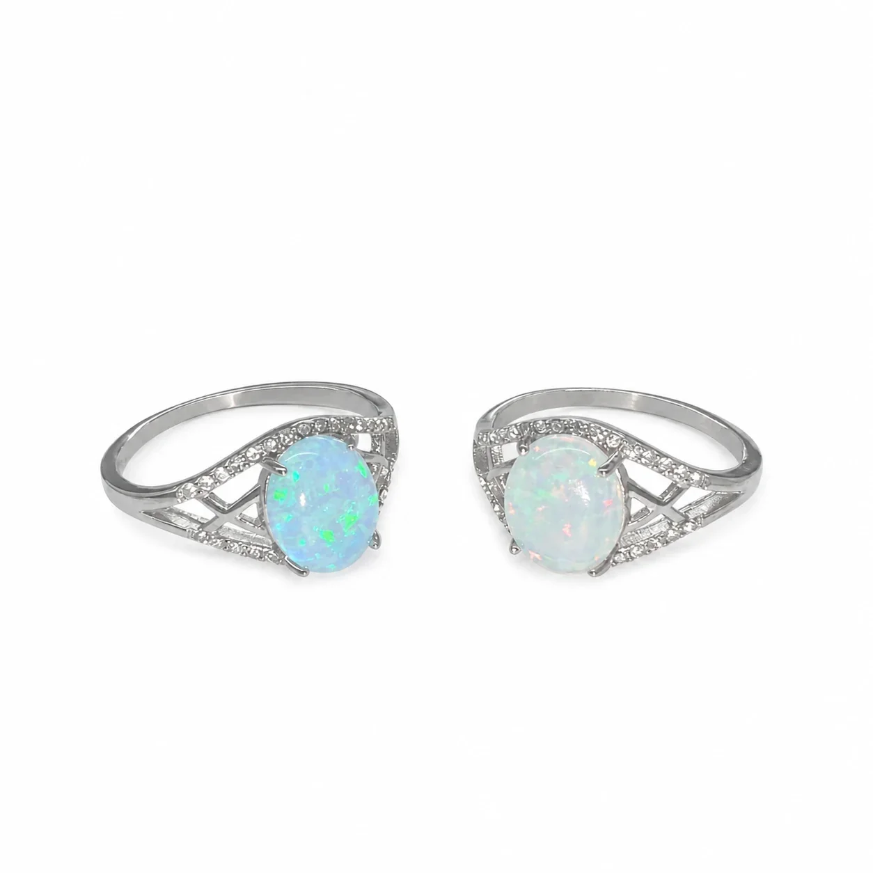 Iridescent 316 Stainless Steel Oval Opal Signet Ring