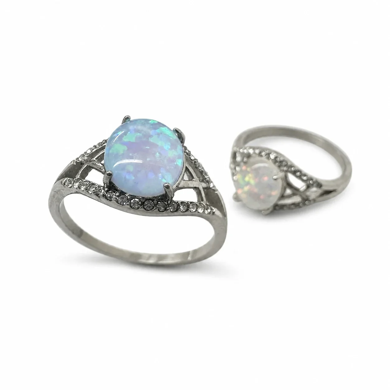 Iridescent 316 Stainless Steel Oval Opal Signet Ring
