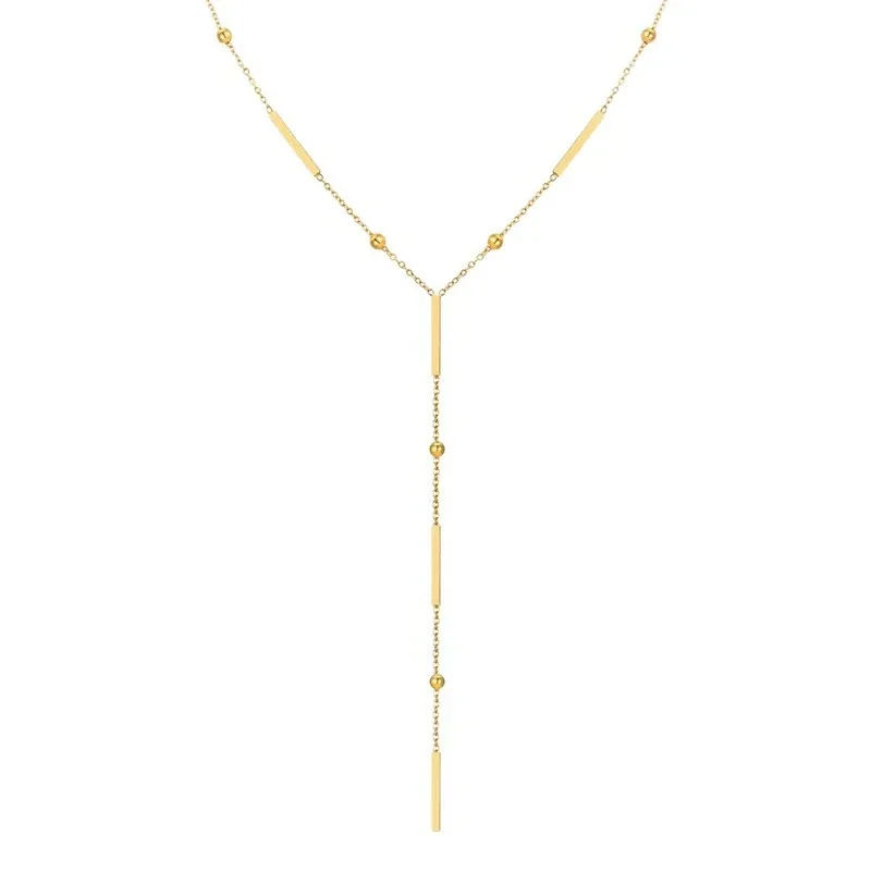 Collier acier inoxydable 316 PVD or avec pampilles en Y et barrettes