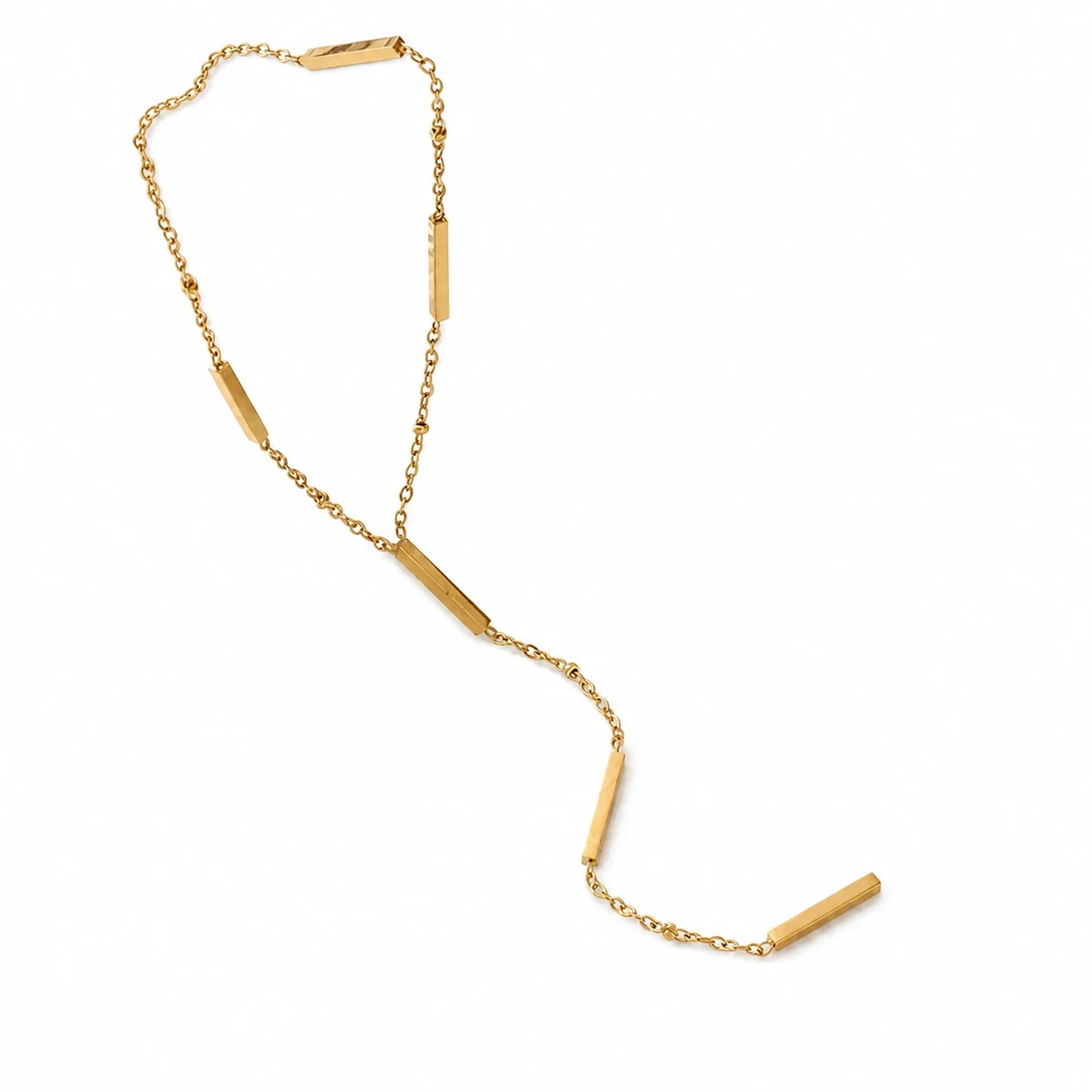 Foto prodotto: Collana uomo acciaio 316 PVD oro con barre a nappina Y
