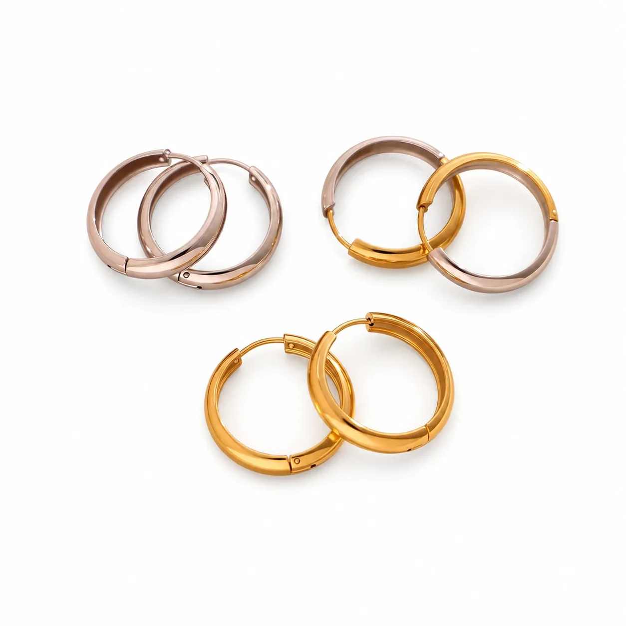 Sleek Stainless Steel High-Polish Rounded Huggie Hoop Earrings