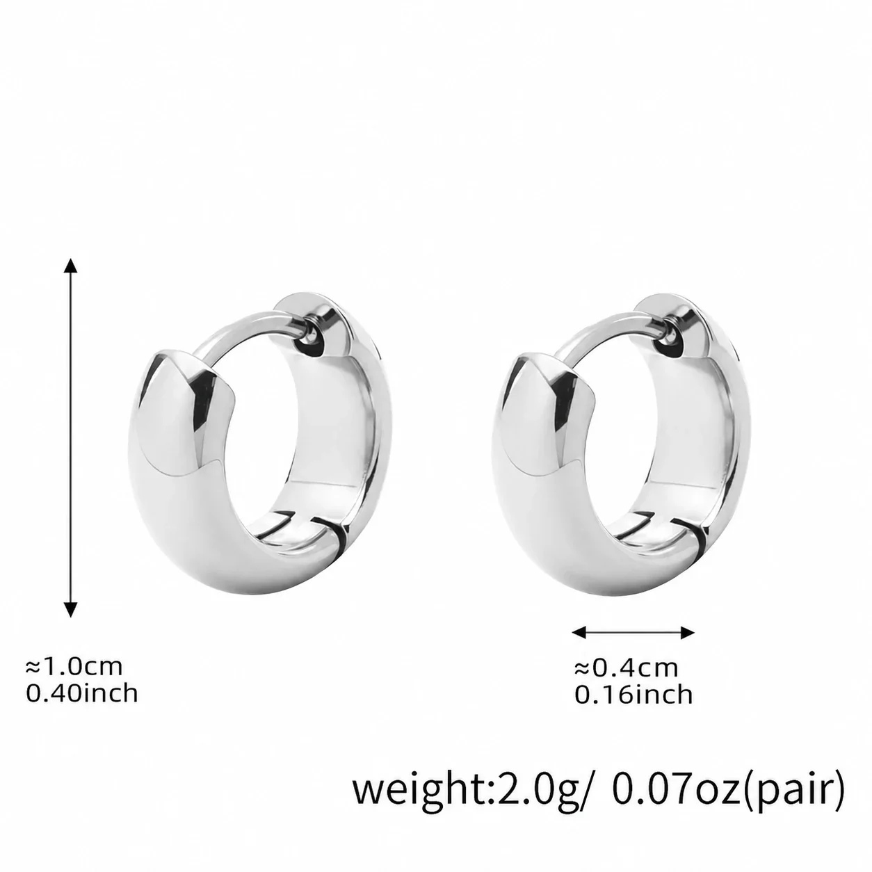 Sleek Stainless Steel High-Polish Rounded Huggie Hoop Earrings - Silver mm