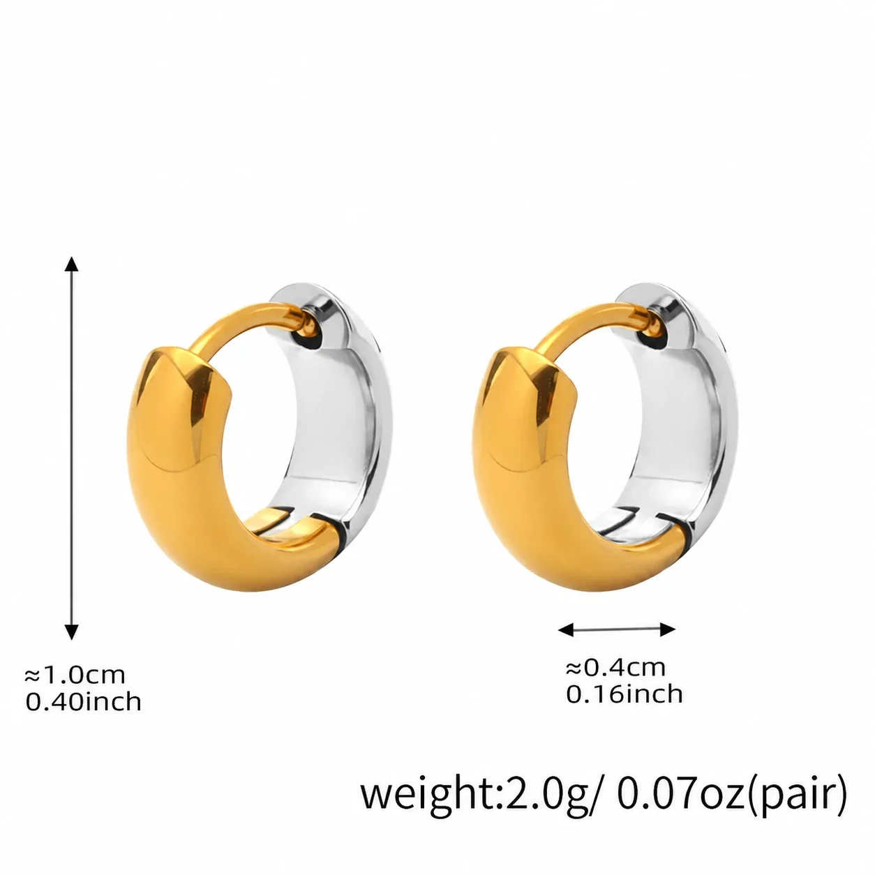 Sleek Stainless Steel High-Polish Rounded Huggie Hoop Earrings - Tone mm