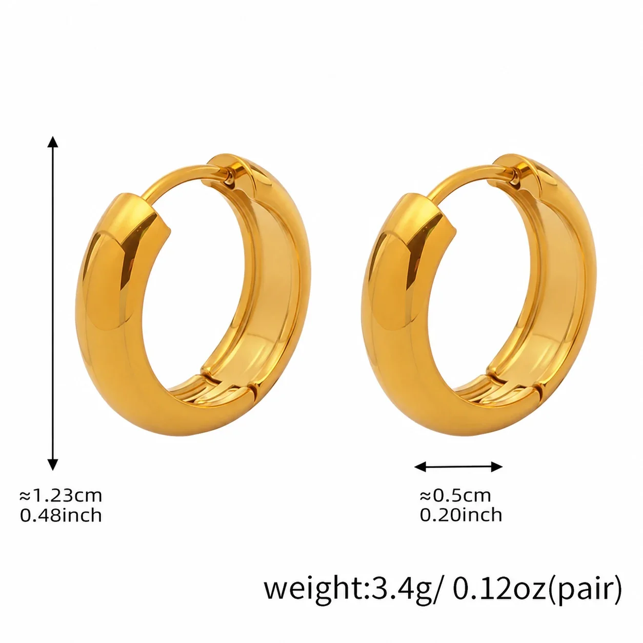 Sleek Stainless Steel High-Polish Rounded Huggie Hoop Earrings - Silver mm Large