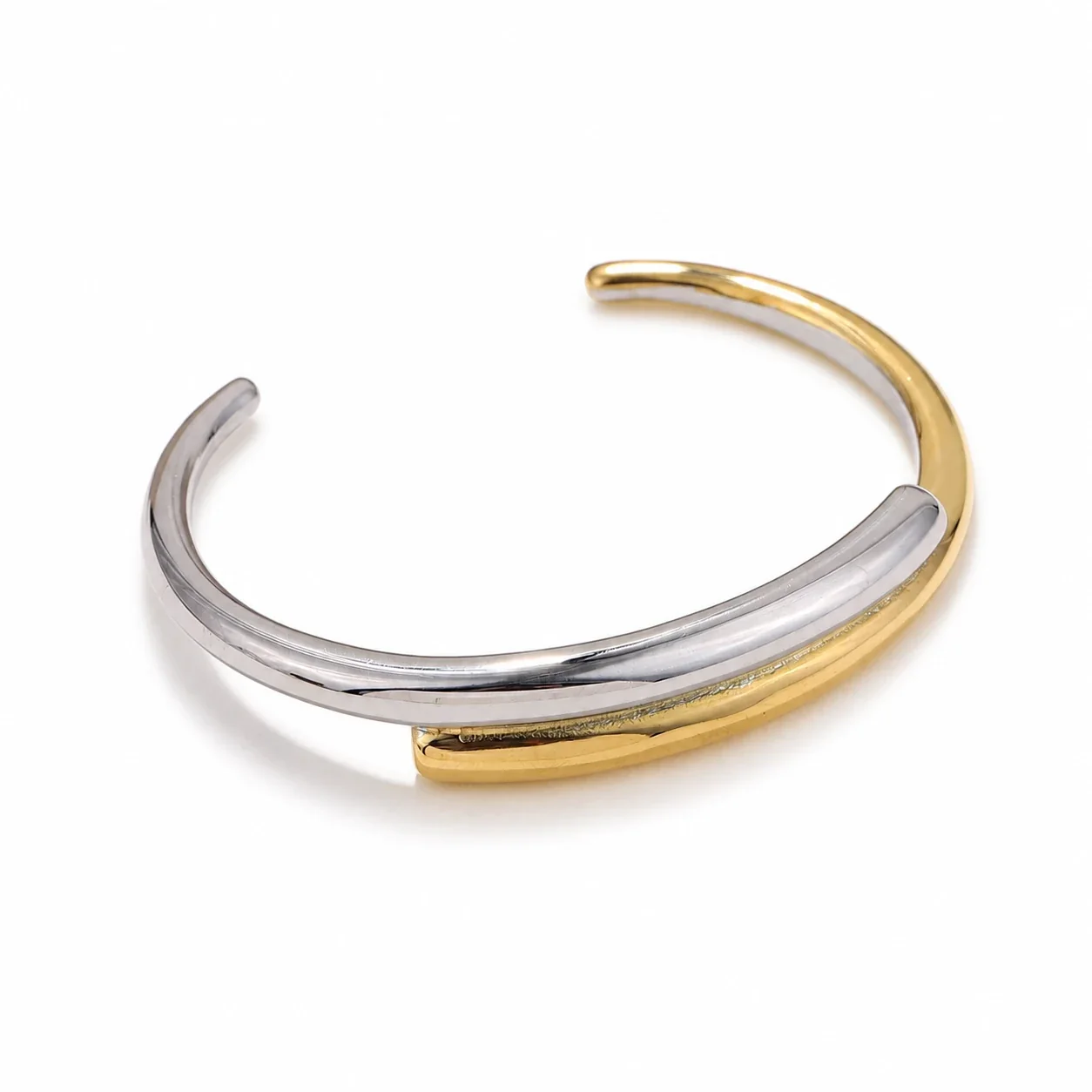 Sculptural 316 Stainless Steel Interlaced Cuff - Tone Interlaced