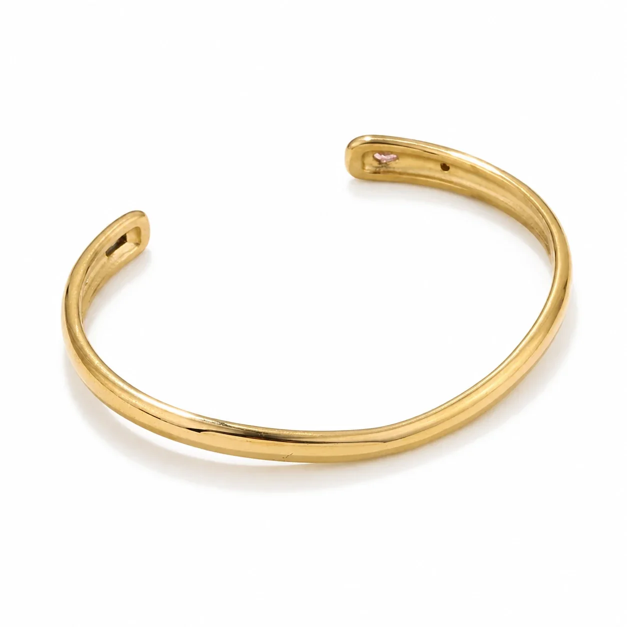Sculptural 316 Stainless Steel Interlaced Cuff - Gold Heart Detail