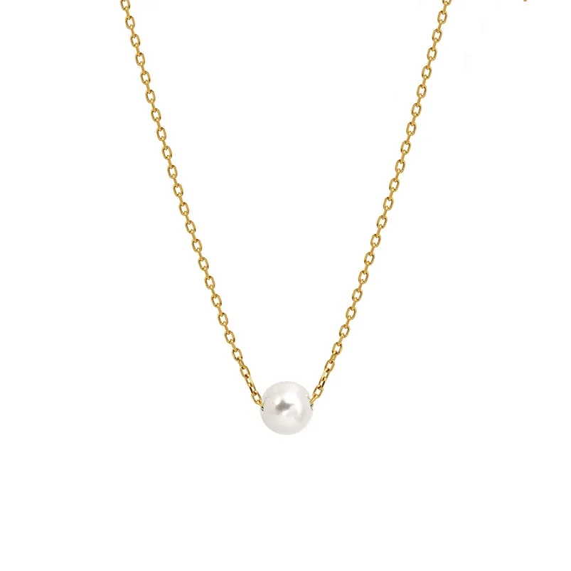 Delicate Gold-Plated Pearl Pendant Necklace