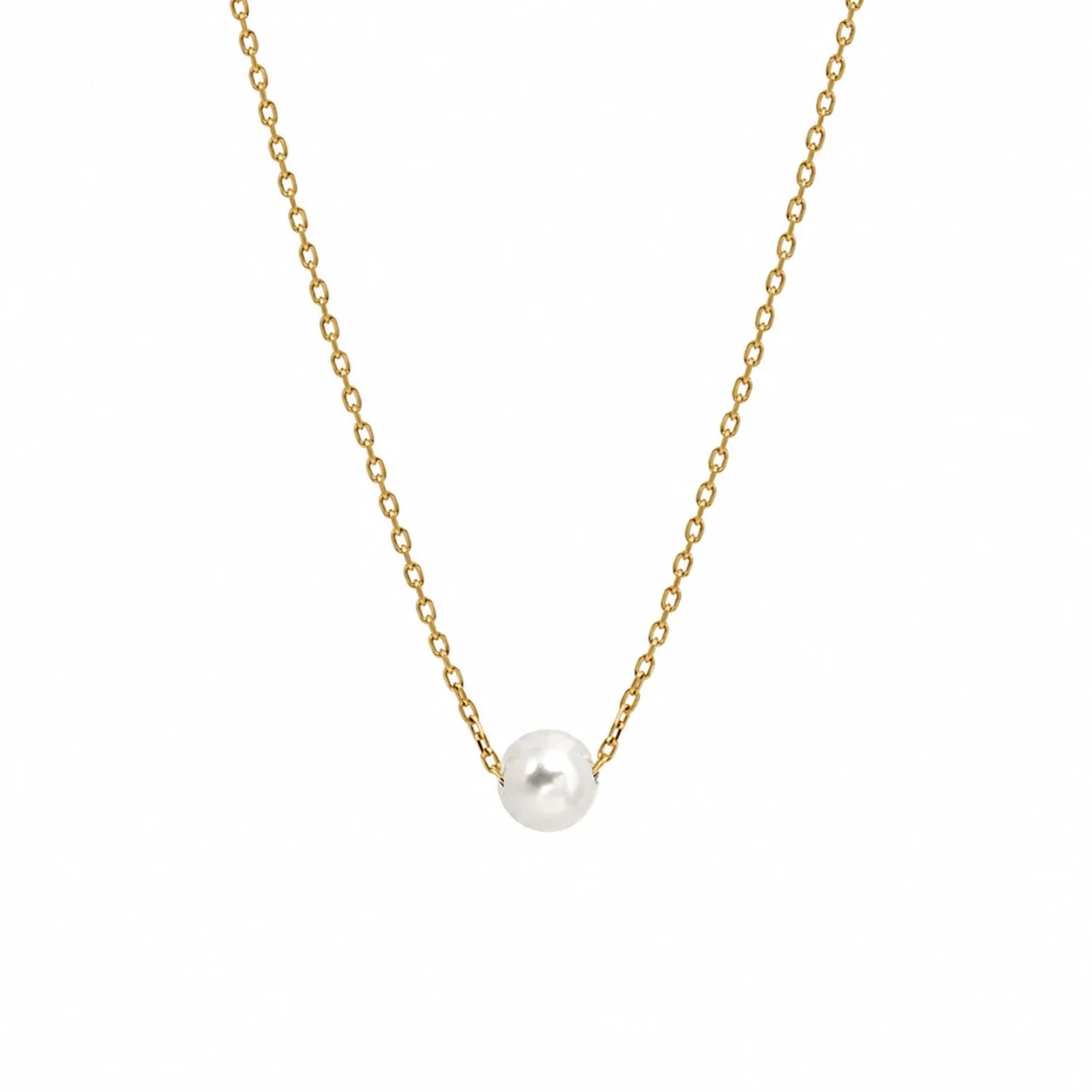 Delicate Gold-Plated Pearl Pendant Necklace - Gold