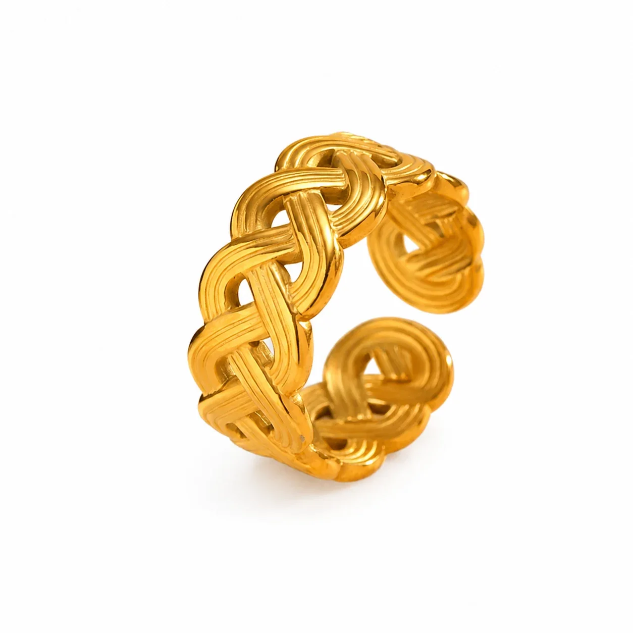 Sculptural 316 Stainless Steel Woven Open Ring
