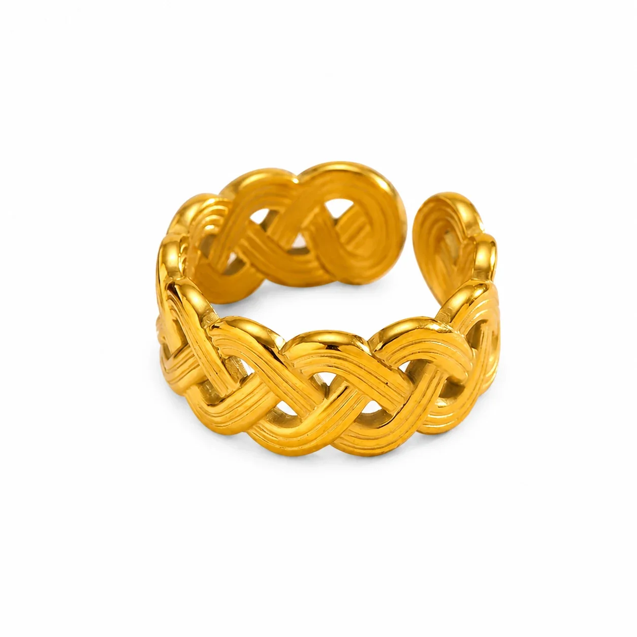 Sculptural 316 Stainless Steel Woven Open Ring