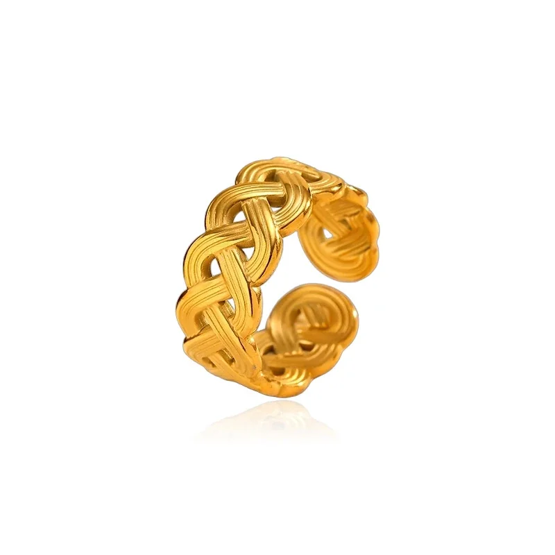 Sculptural 316 Stainless Steel Woven Open Ring