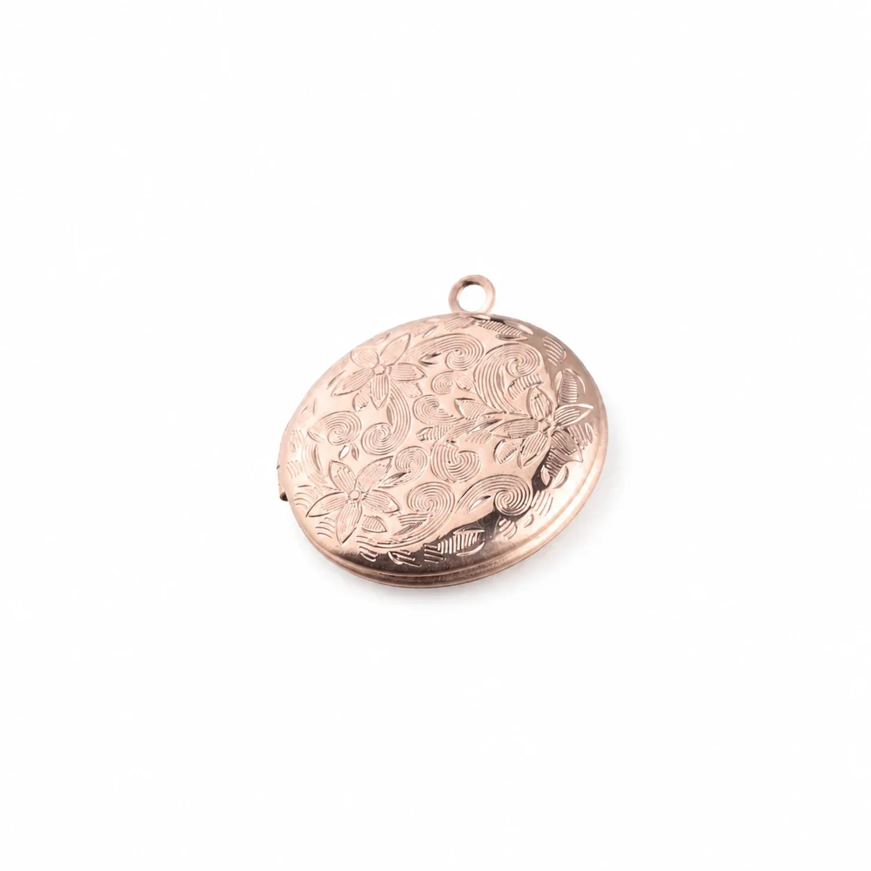 Ornate 316 Stainless Steel Floral Locket Pendant - Rose Gold