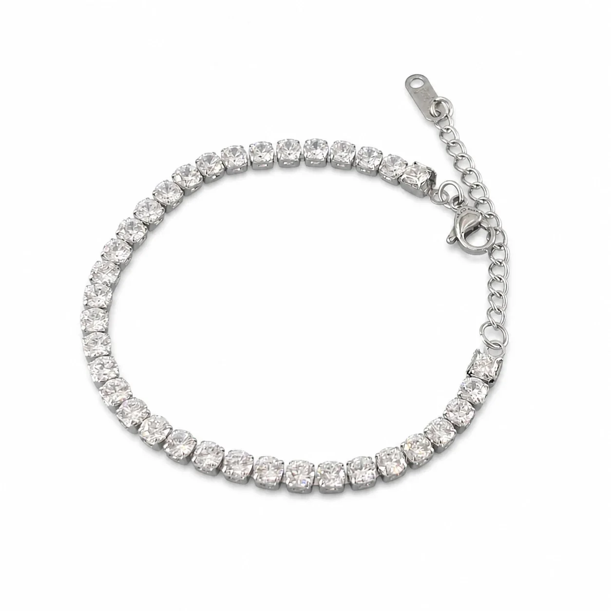 Sparkling Stainless Steel Round CZ Tennis Bracelet