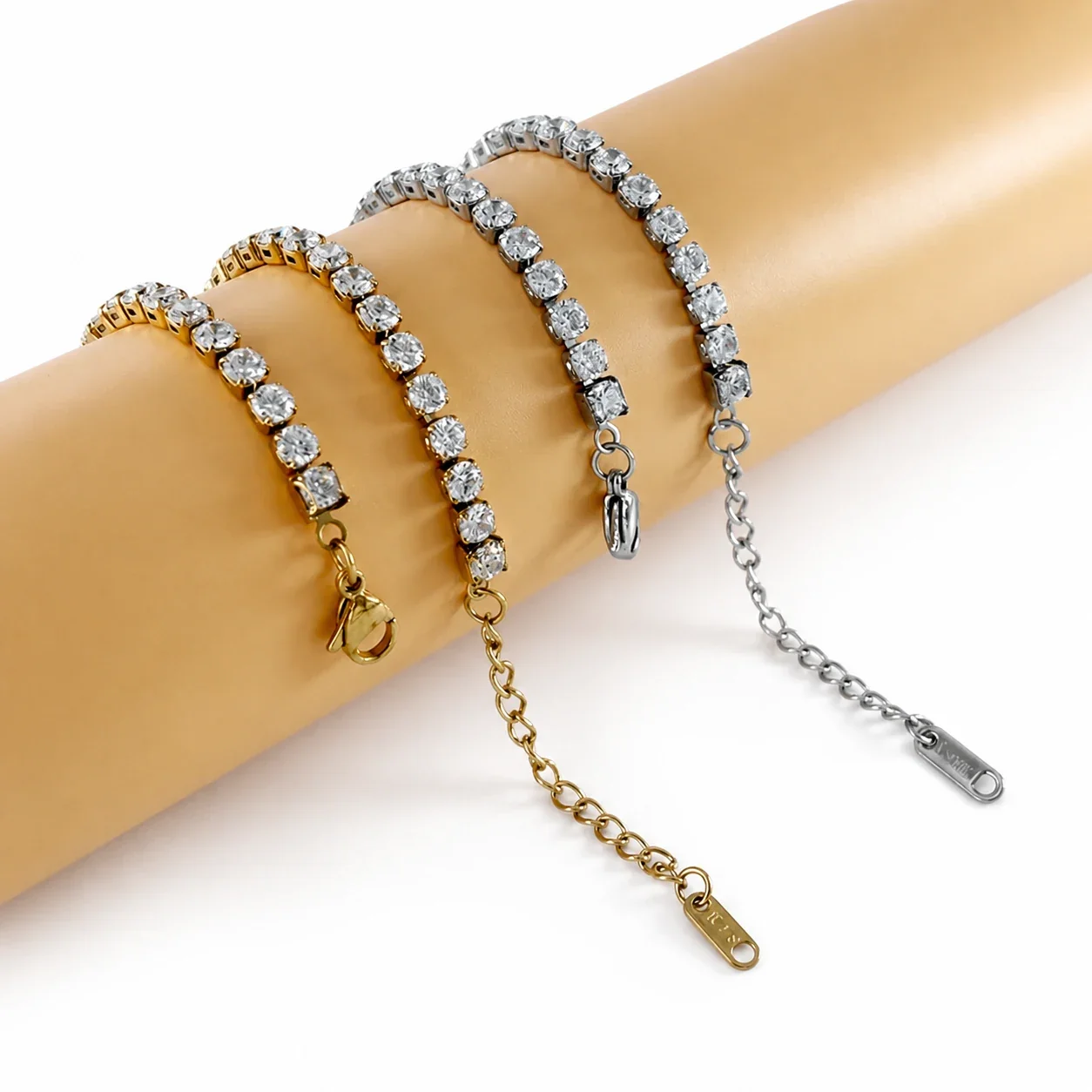 Sparkling Stainless Steel Round CZ Tennis Bracelet