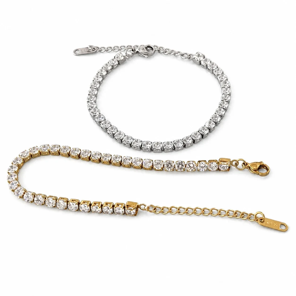 Sparkling Stainless Steel Round CZ Tennis Bracelet