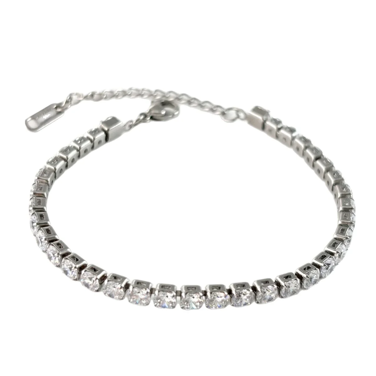 Sparkling Stainless Steel Round CZ Tennis Bracelet