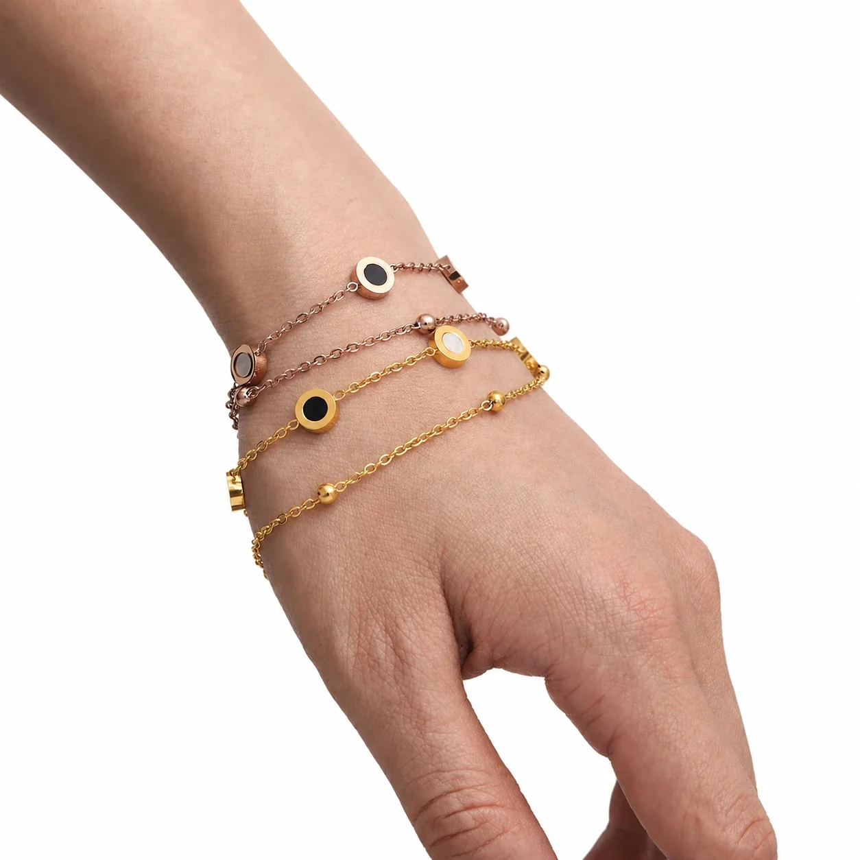 Refined 18K Gold-Plated Round Shell Disc Jewelry Set
