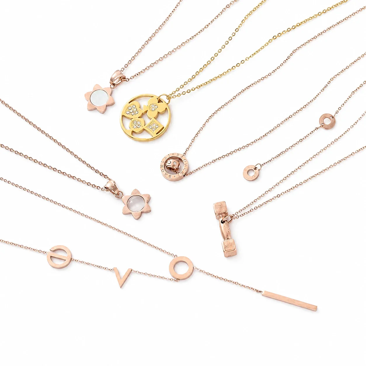 Polished 316 Stainless Steel Love Initial Necklace