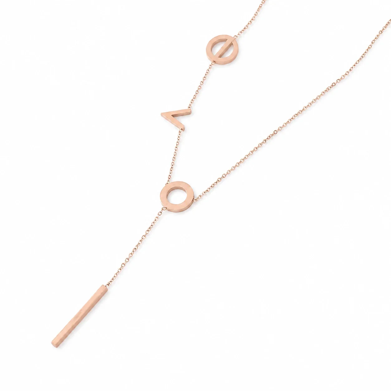 Polished 316 Stainless Steel Love Initial Necklace - A