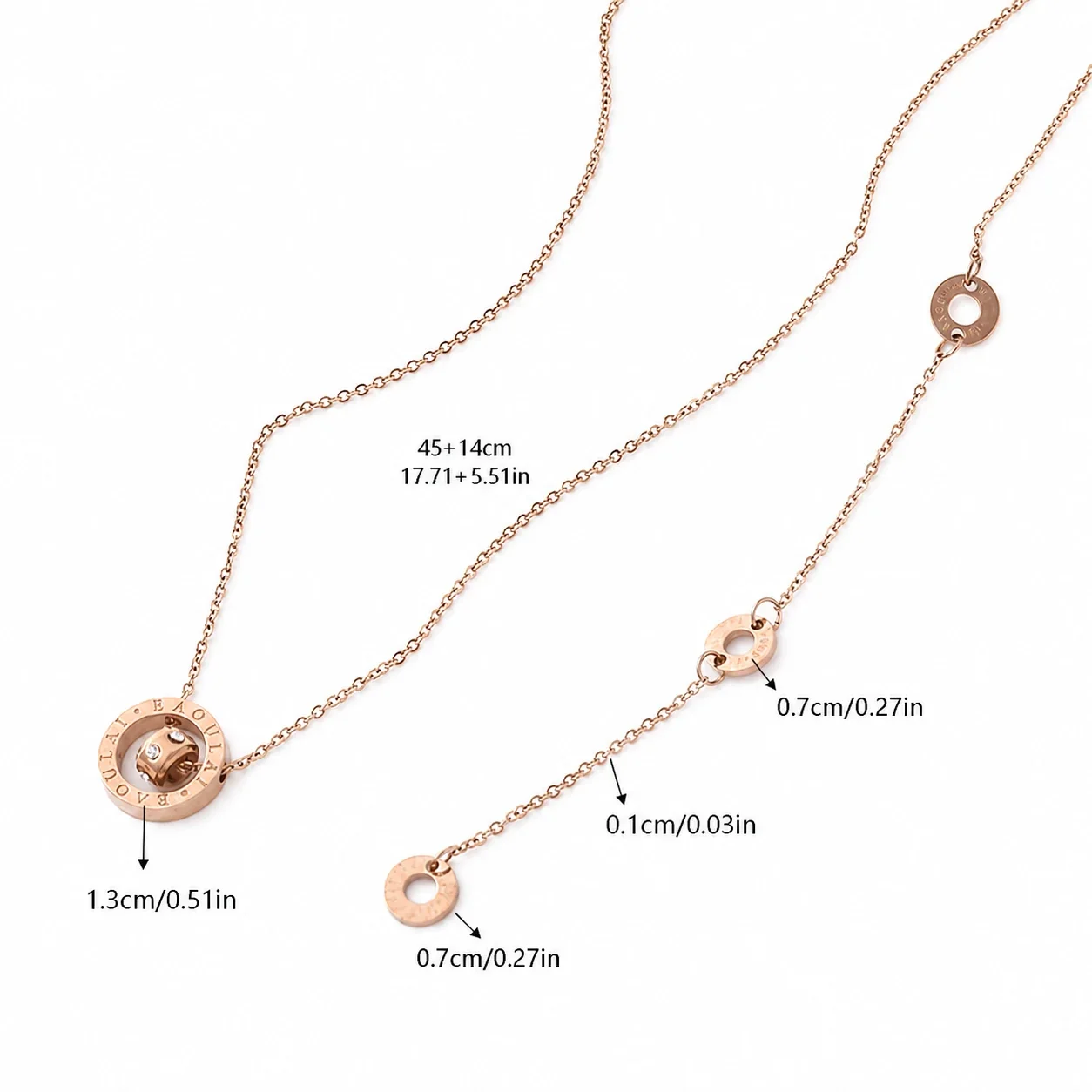 Polished 316 Stainless Steel Love Initial Necklace - C