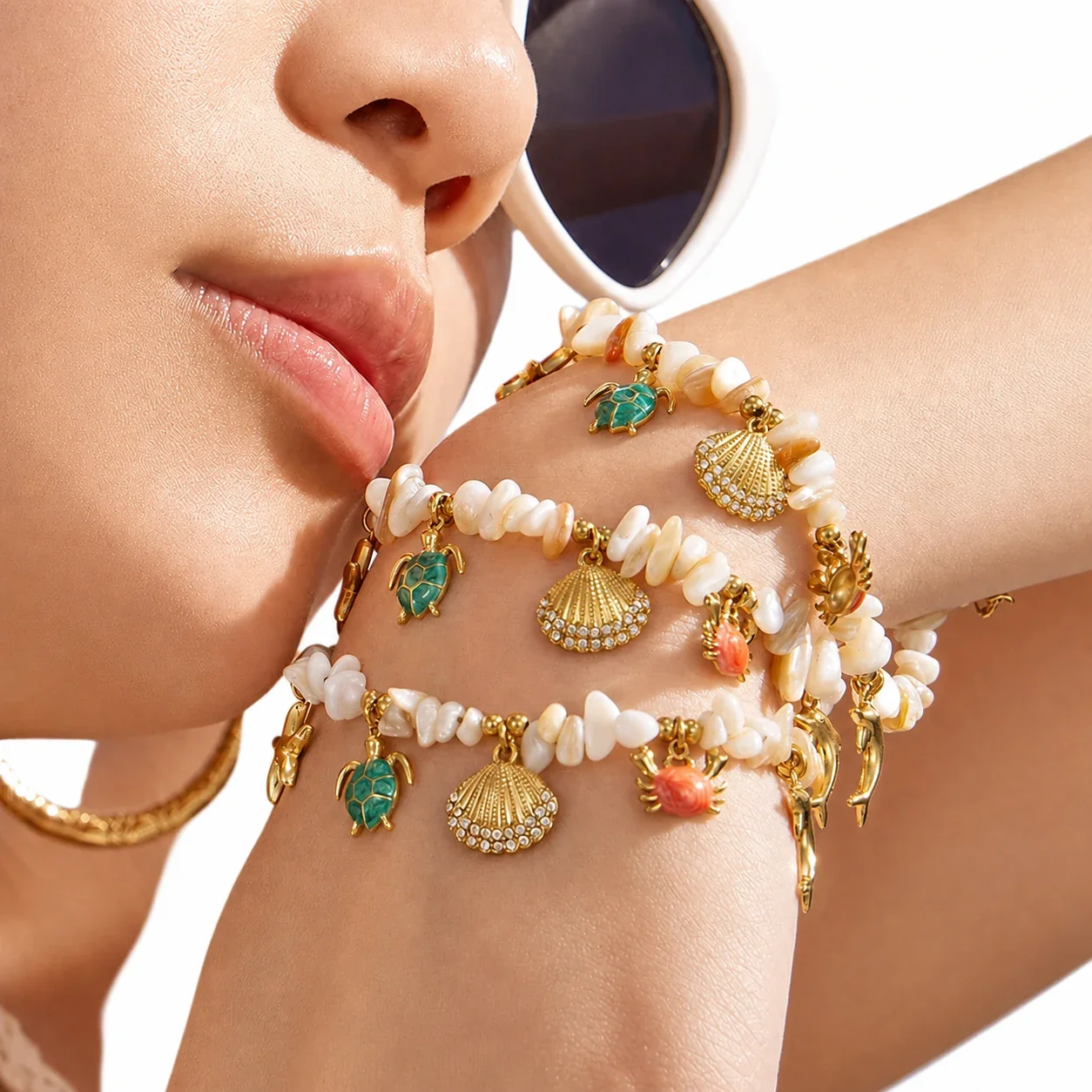 Coastal 18K Gold-Plated Shell Chip Sea Charm Bracelet