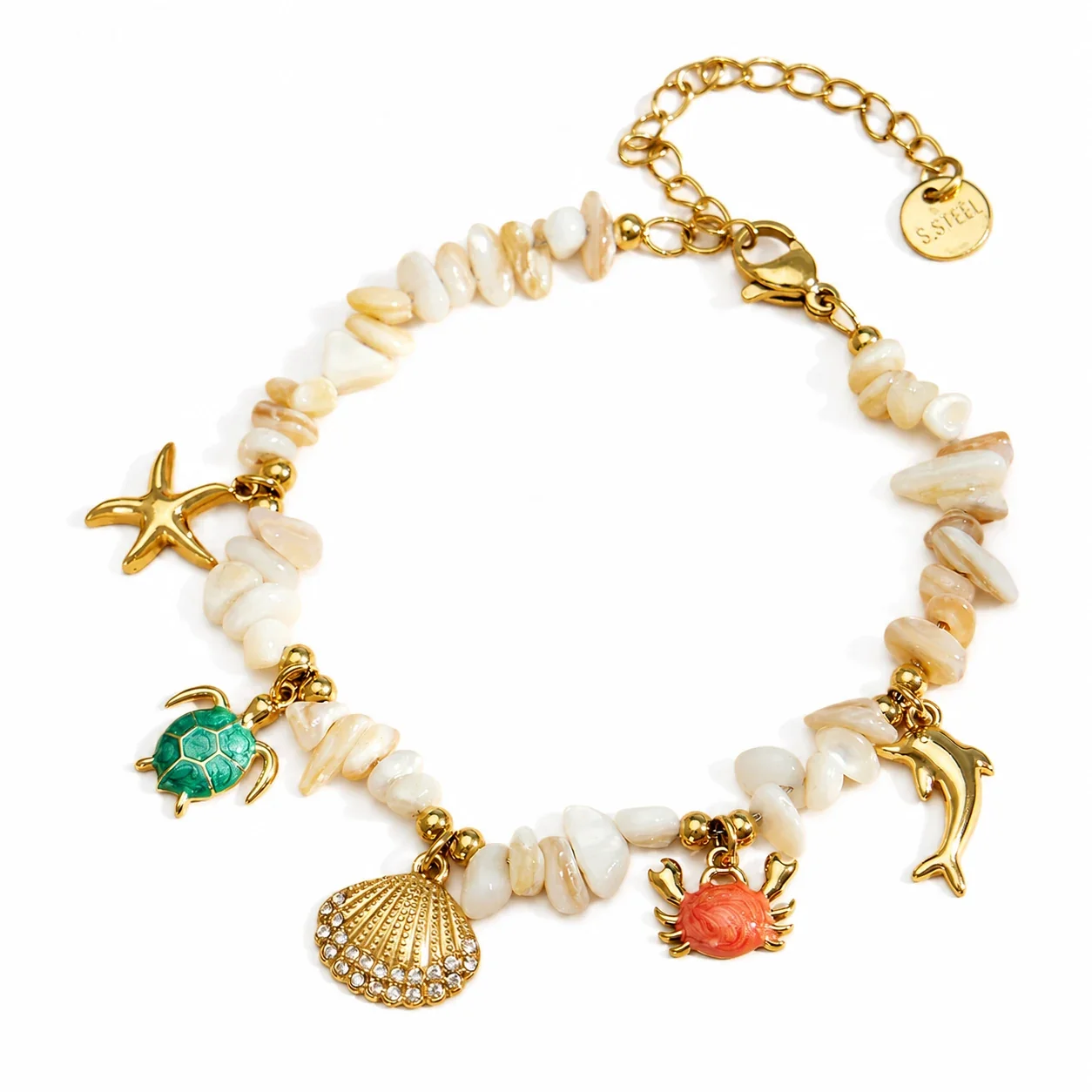 Coastal 18K Gold-Plated Shell Chip Sea Charm Bracelet