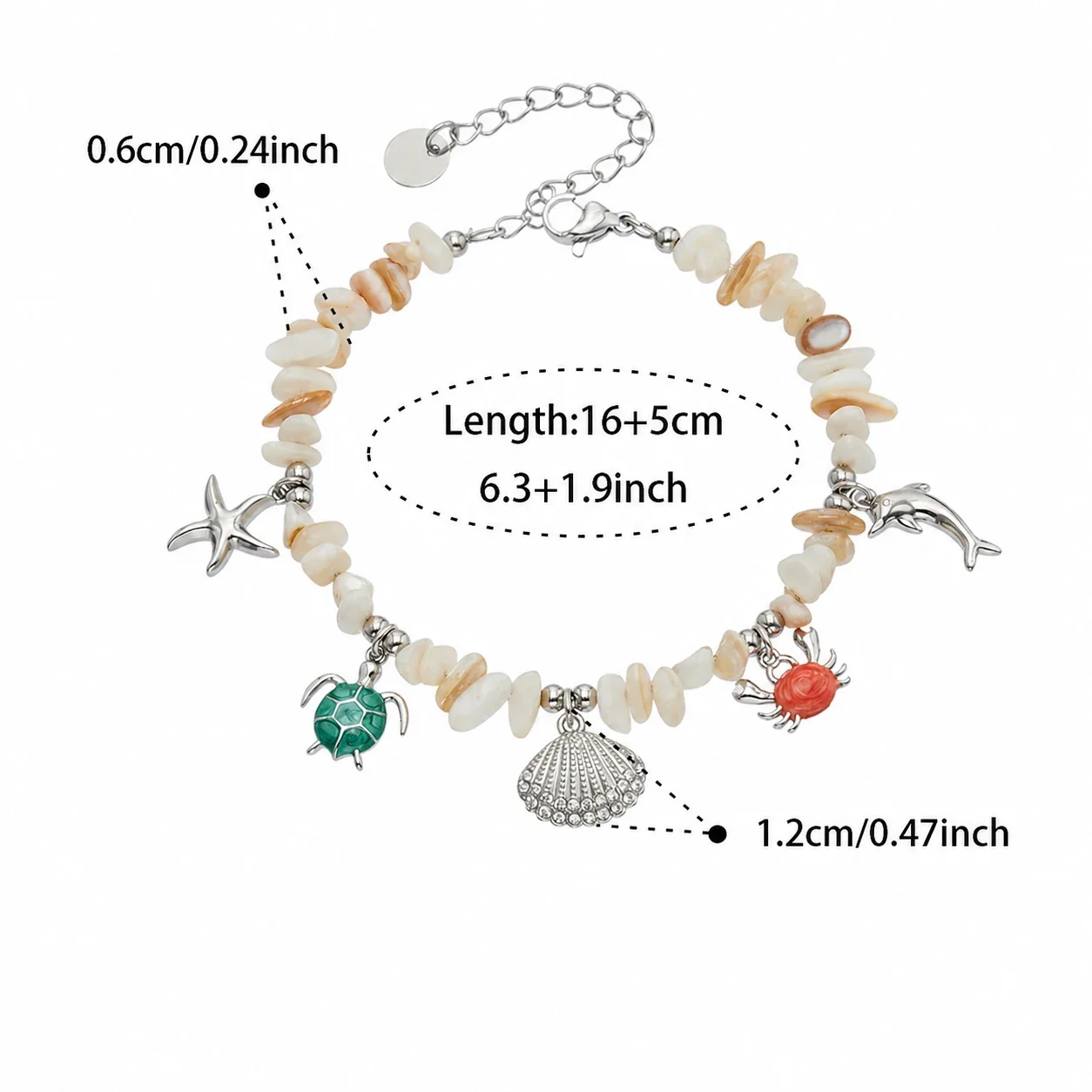 Coastal 18K Gold-Plated Shell Chip Sea Charm Bracelet - Silver Shell