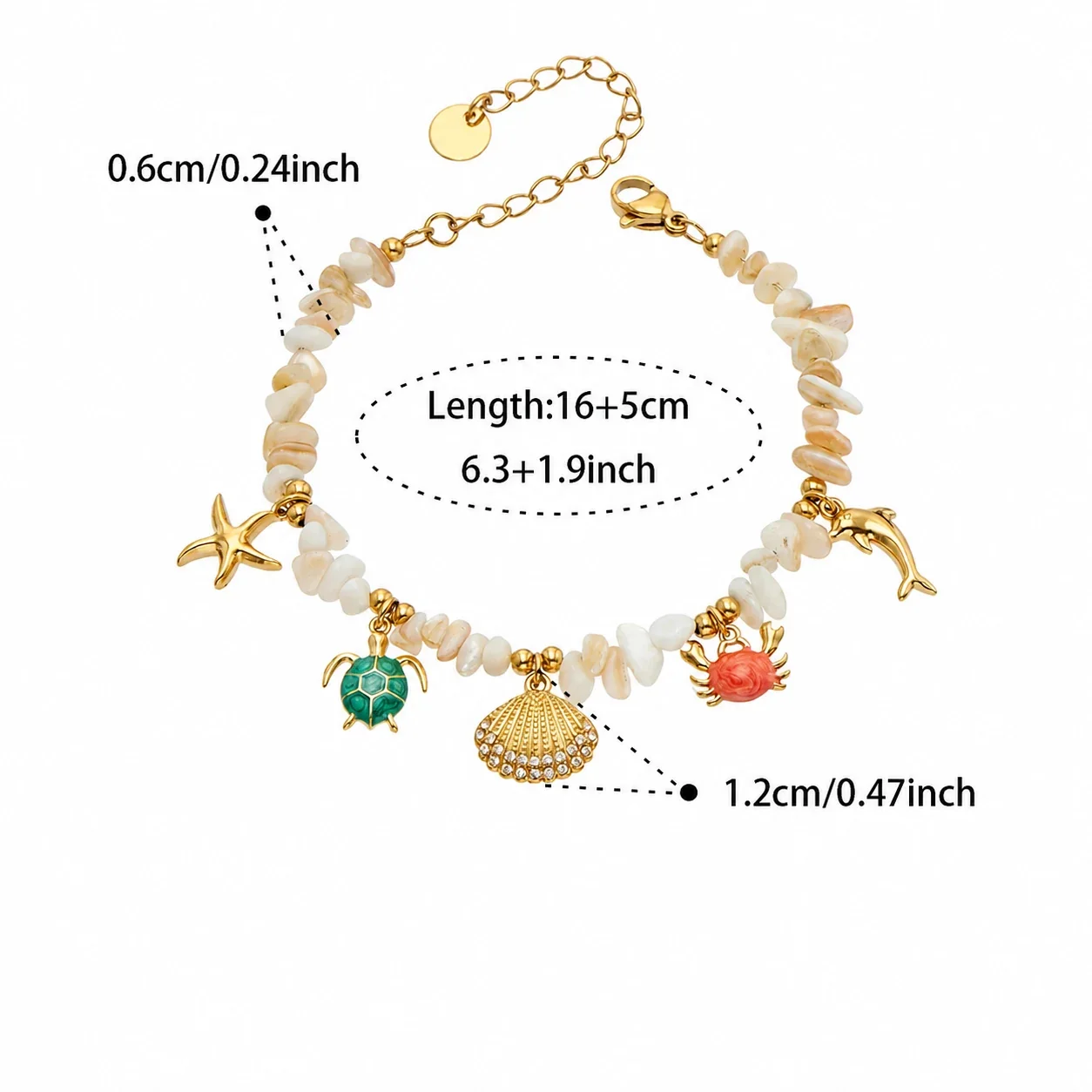Coastal 18K Gold-Plated Shell Chip Sea Charm Bracelet - Gold Shell