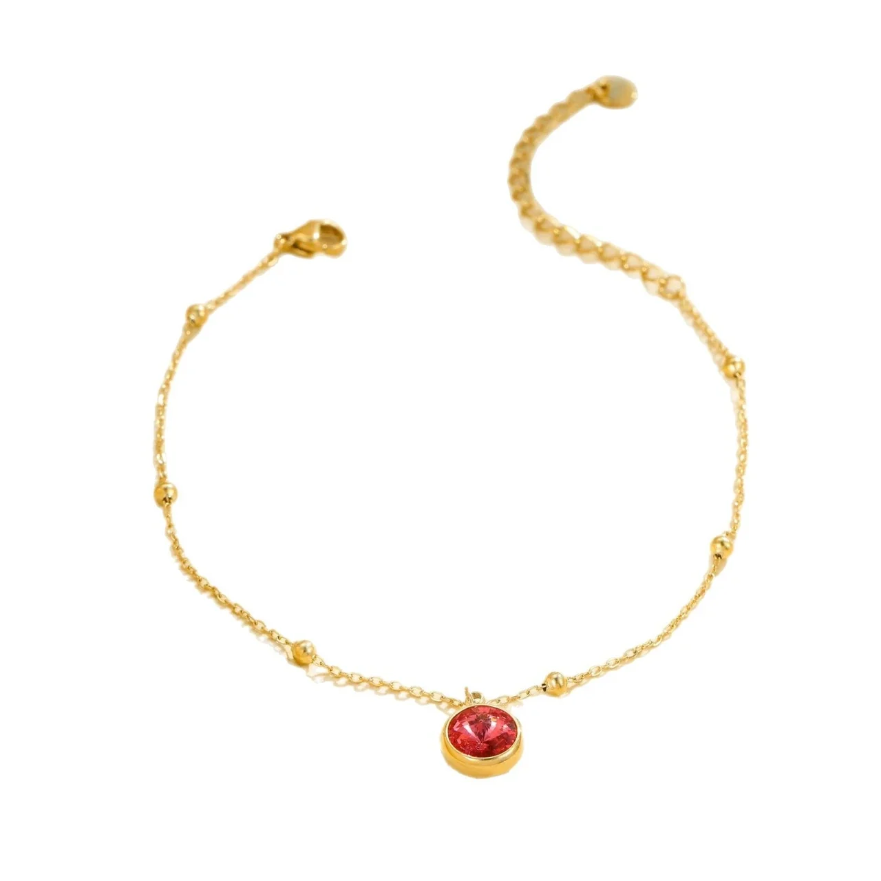 Anklet with Bezel-Set Color Crystals & Stainless Steel
