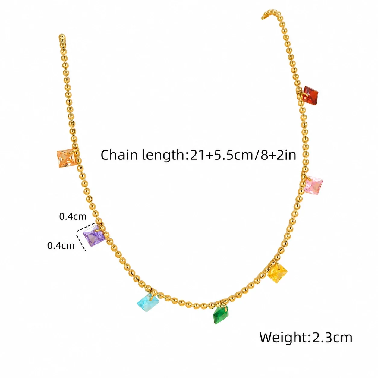 Photo produit : Bracelet de cheville avec cristaux colorés sertis clos et acier inoxydable