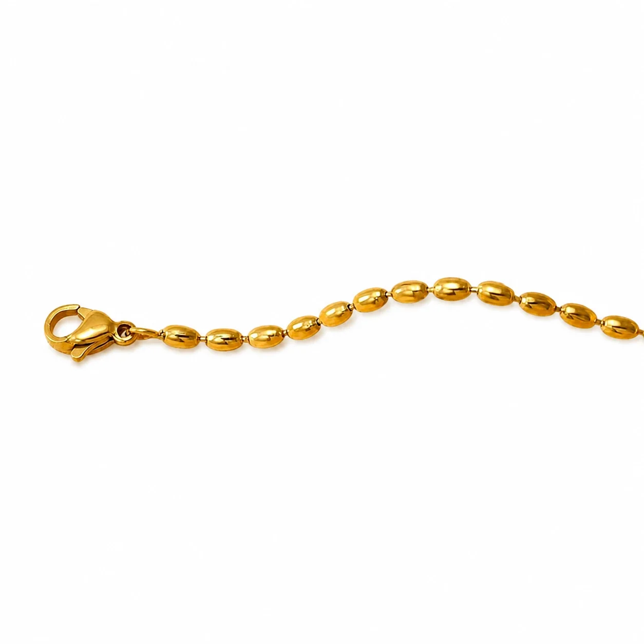 Polished 18K Gold-Plated 316 Stainless Steel Oval Bead Chain Necklace