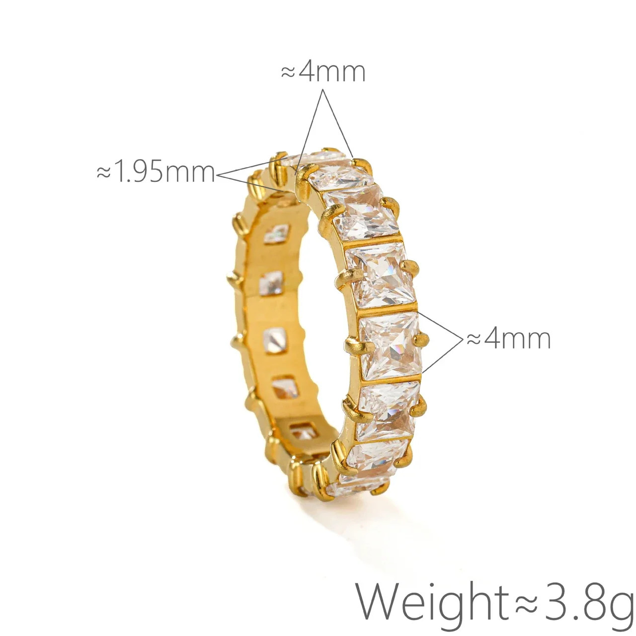 Eternity Ring with Marquise or Square CZ, Gold-Plated Stainless Steel