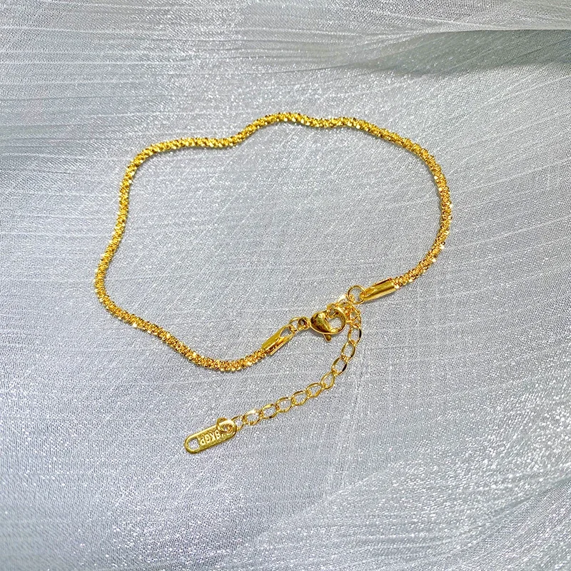 Enkelbandje met fijne gedraaide ketting en verlengstuk, roestvrij staal productfoto