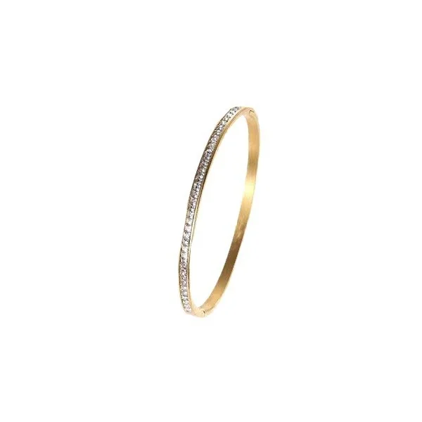 Bangle with Channel-Set Clear Crystals in Stainless Steel