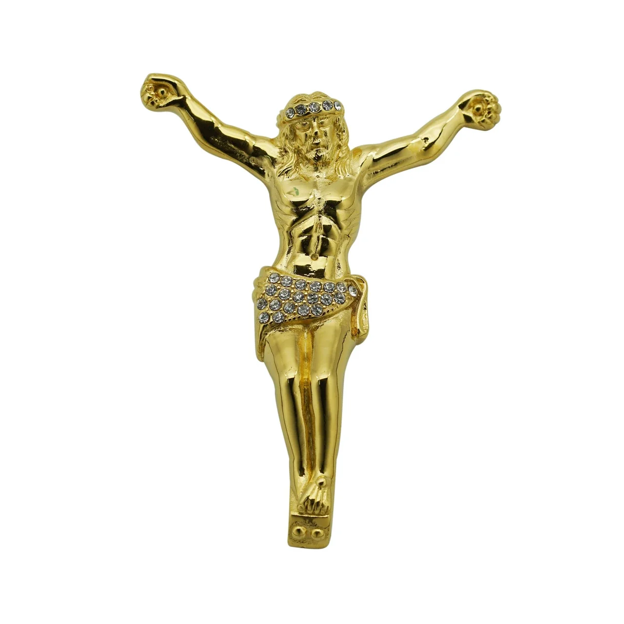 Oversized Gold-Plated Jesus Pavé Loincloth Pendant