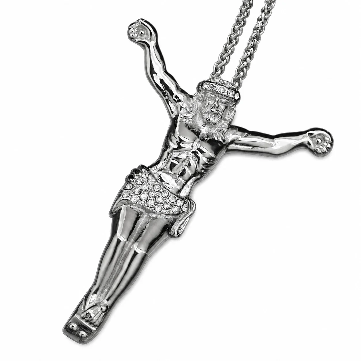 Oversized Gold-Plated Jesus Pavé Loincloth Pendant