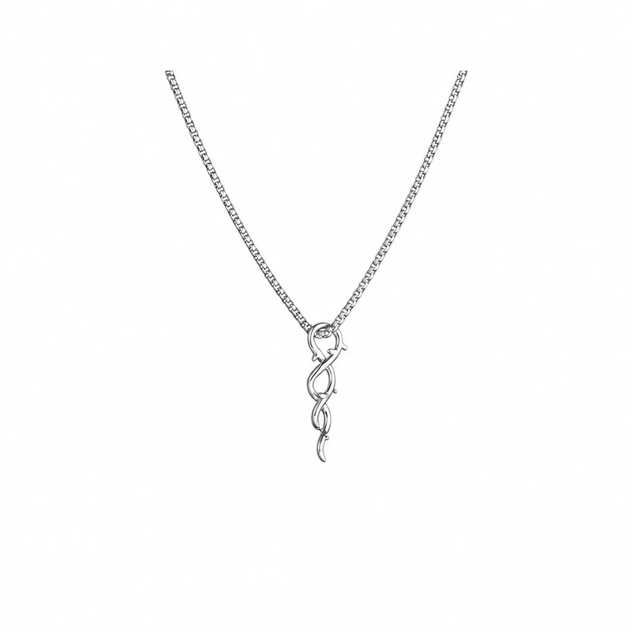 Sculptural Stainless Steel Bead Chain Thorn Pendant Necklace