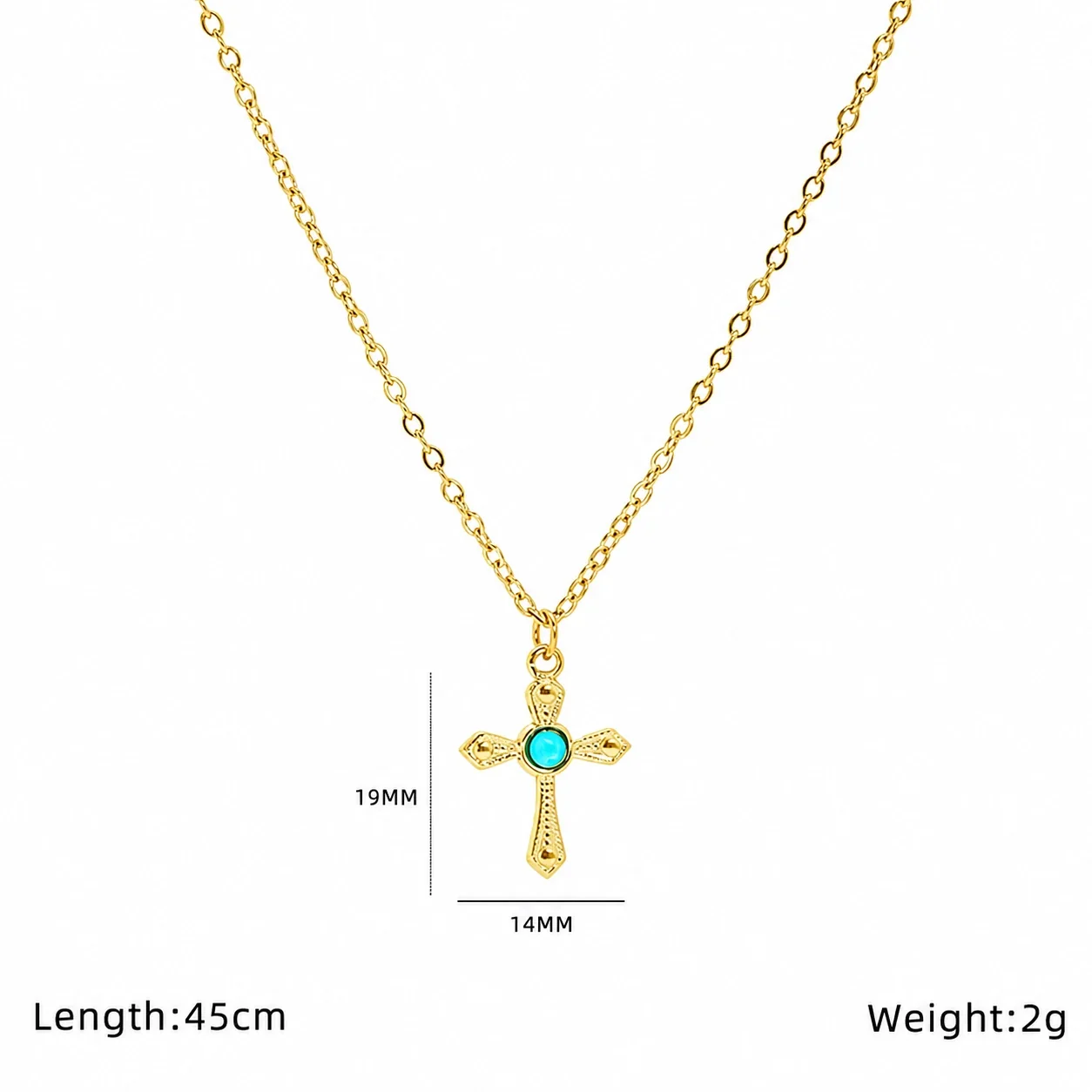 Ornate Gold-Plated Stainless Steel Evil Eye Pendant Necklace