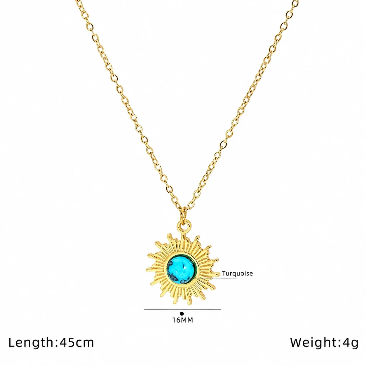 Ornate Gold-Plated Stainless Steel Evil Eye Pendant Necklace