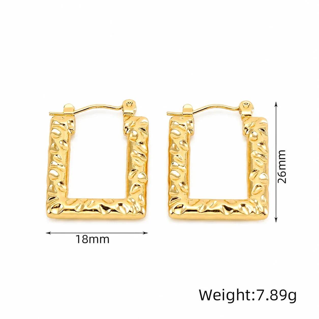 Sculptural 18K Gold-Plated U-Shaped Textured Hoop Earrings - Gold Croc-Texture U Hoop