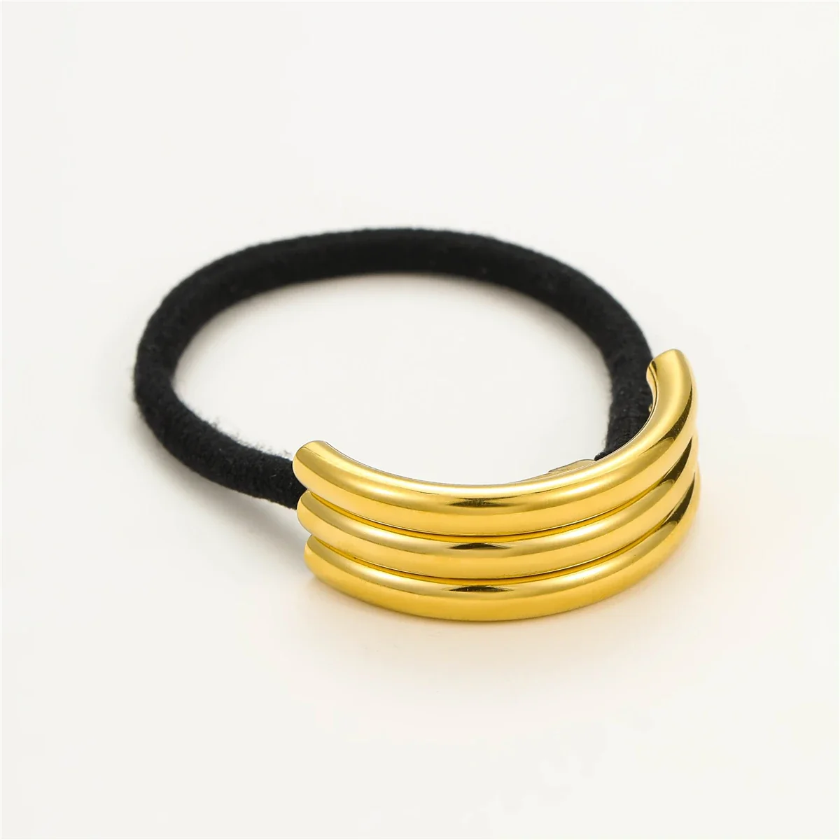 Hair Tie with Four-Tube U-Shaped Gold-Plated Accent