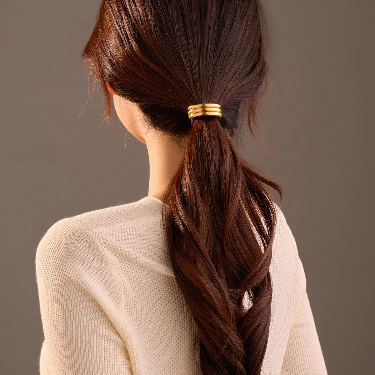 Hair Tie with Four-Tube U-Shaped Gold-Plated Accent