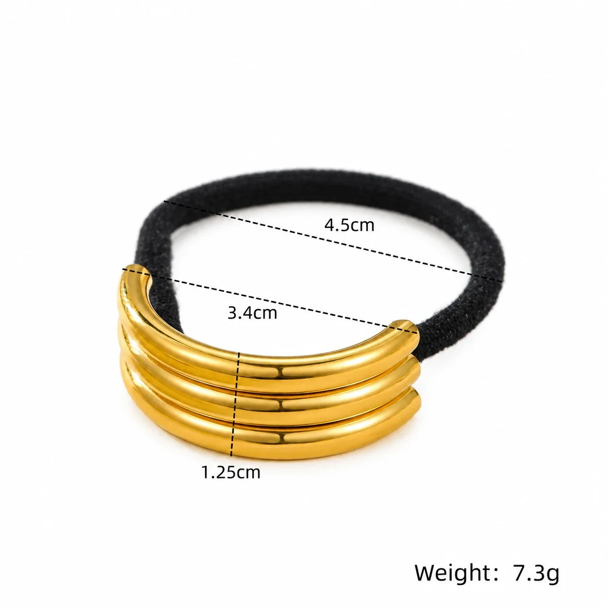 Hair Tie with Four-Tube U-Shaped Gold-Plated Accent - Gold