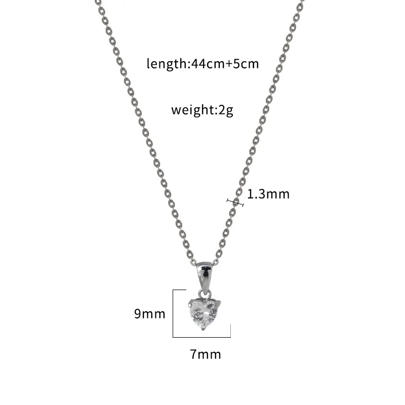 Delicate Silver-Plated 316 Stainless Steel Heart CZ Pendant Necklace - Silver