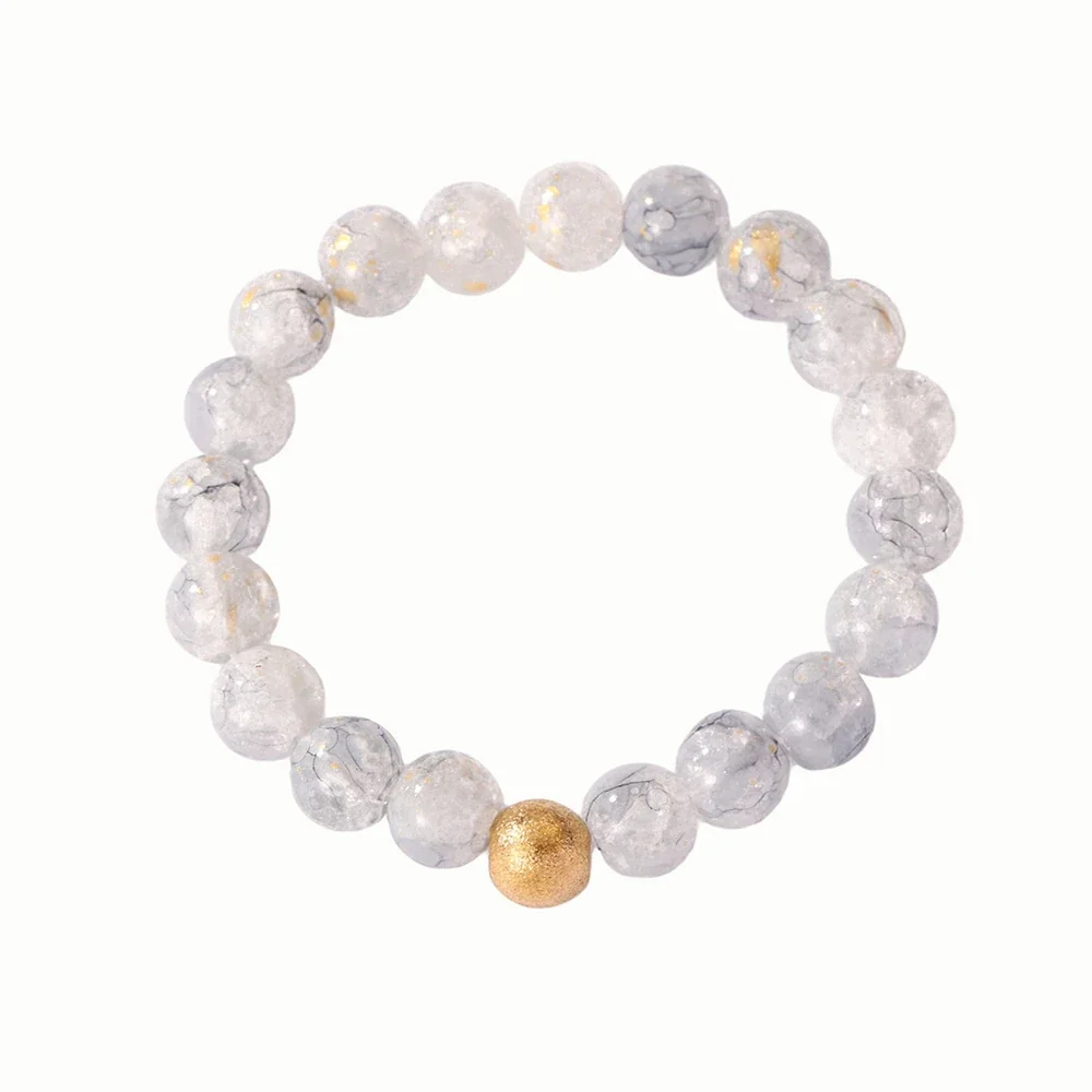 Produktfoto: Perlenarmband mit rundem Scheibenanhänger, goldfarben, Edelstahl 316
